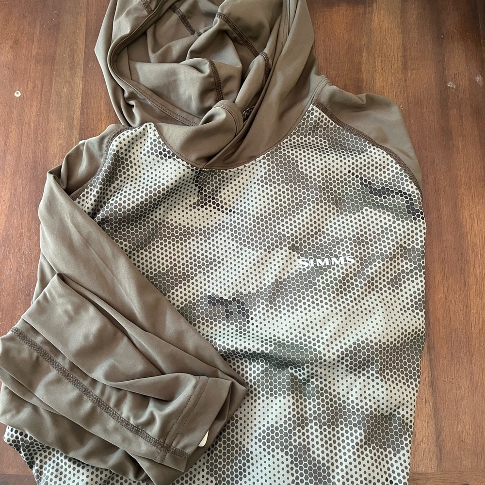 Simms Olive and Gray Patterned Hoodie
